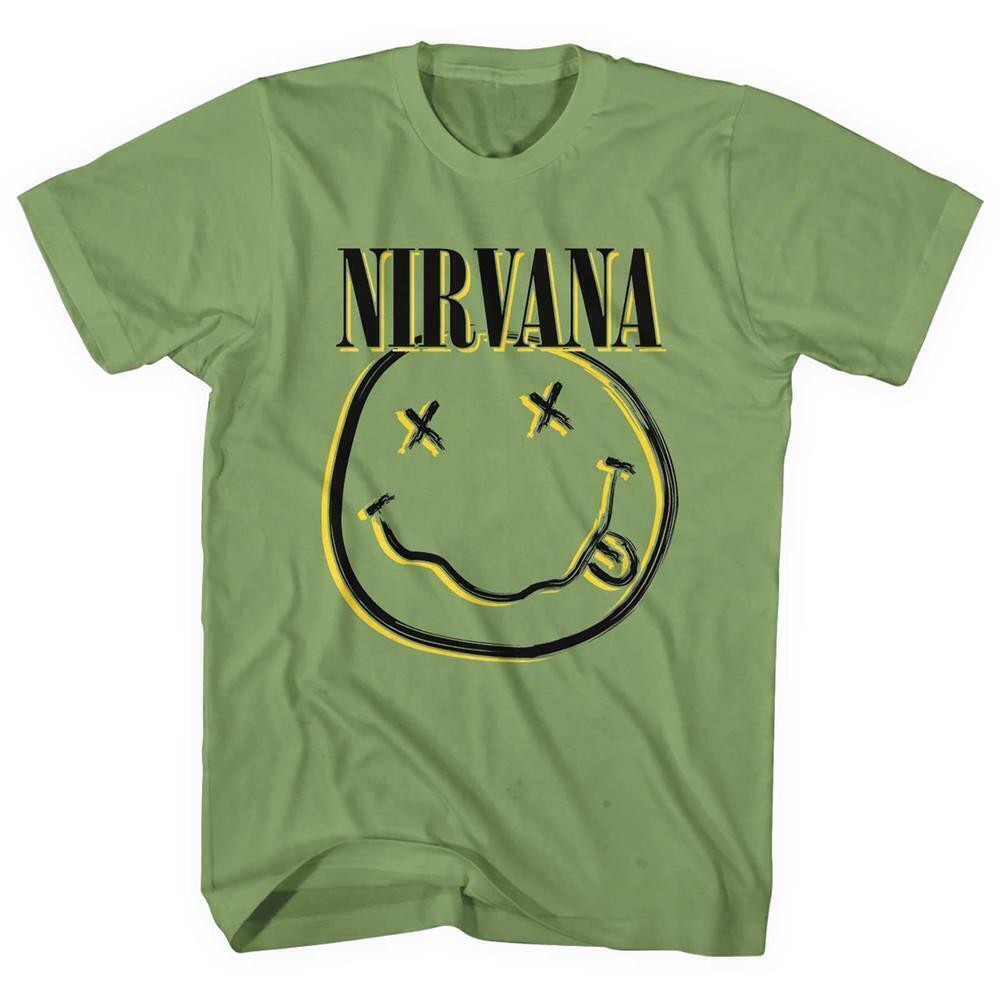 Nirvana Unisex T Shirt Inverse Smiley Green